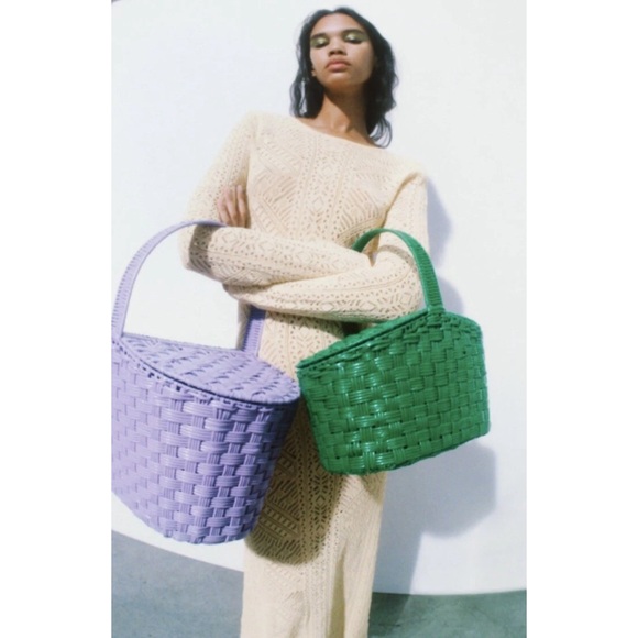 Zara woven picnic basket bag cream - Picture 10 of 10